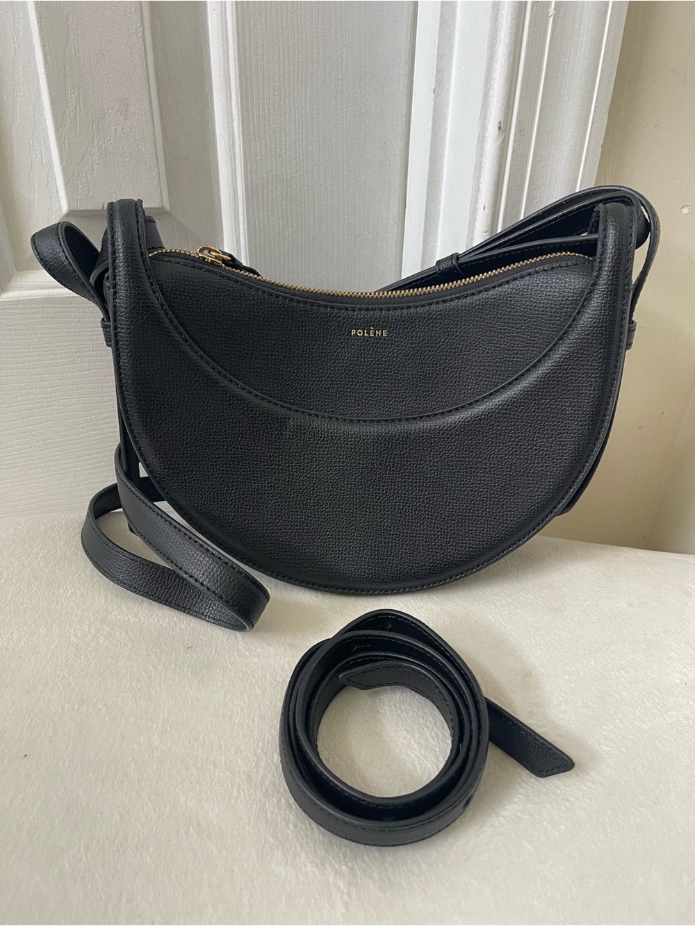 Polène Numéro Dix Black Crescent Crossbody Bag